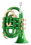 Roy Benson Taschencornet / Taschentrompete PT-101E (Pocket Trumpet) in Grün-Gold, Bb-Stimmung inkl. Softcase