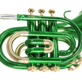 Roy Benson Taschencornet / Taschentrompete PT-101E (Pocket Trumpet) in Grün-Gold, Bb-Stimmung inkl. Softcase