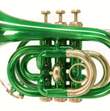 Roy Benson Taschencornet / Taschentrompete PT-101E (Pocket Trumpet) in Grün-Gold, Bb-Stimmung inkl. Softcase