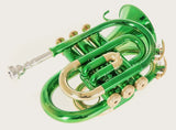 Roy Benson Taschencornet / Taschentrompete PT-101E (Pocket Trumpet) in Grün-Gold, Bb-Stimmung inkl. Softcase