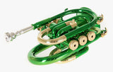 Roy Benson Taschencornet / Taschentrompete PT-101E (Pocket Trumpet) in Grün-Gold, Bb-Stimmung inkl. Softcase