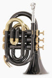 Roy Benson Taschencornet / Taschentrompete PT-101K (Pocket Trumpet) in Schwarz-Gold, Bb-Stimmung inkl. Softcase