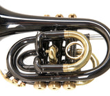 Roy Benson Taschencornet / Taschentrompete PT-101K (Pocket Trumpet) in Schwarz-Gold, Bb-Stimmung inkl. Softcase