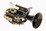 Roy Benson Taschencornet / Taschentrompete PT-101K (Pocket Trumpet) in Schwarz-Gold, Bb-Stimmung inkl. Softcase
