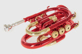 Roy Benson Taschencornet / Taschentrompete PT-101R (Pocket Trumpet) in Rot-Gold, Bb-Stimmung inkl. Softcase