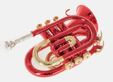 Roy Benson Taschencornet / Taschentrompete PT-101R (Pocket Trumpet) in Rot-Gold, Bb-Stimmung inkl. Softcase