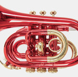Roy Benson Taschencornet / Taschentrompete PT-101R (Pocket Trumpet) in Rot-Gold, Bb-Stimmung inkl. Softcase