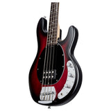 Sterling by Music Man - Sub Series Stingray Ray4 RRBS 4-String in Ruby Red Burst Satin