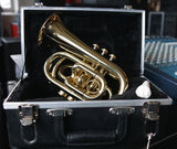 Amati Trompete ATR 314 Bb-Stimmung im Kleinformat (Taschentrompete), goldlackiert, inkl. Hardschalenkoffer