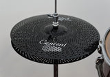 Centent Whisper Low Volume Cymbalsatz in Schwarz, kompletter Satz mit 14" HH, 16", 18", 20"