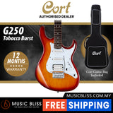 Cort Electric Guitar G250-TAB Tabacco Burst (transparent lackiert - Holzstruktur sichtbar), inkl. Gigbag