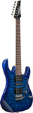 Ibanez E-Gitarren Package GRX70QA-TBB Transparent Blue Burst / E-Gitarre, Verstärker, Gurt, Kabel, Stimmgerät und Gigbag