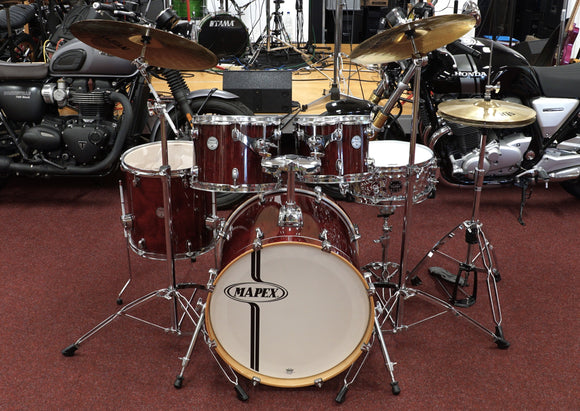 Mapex Drumset Horizon inkl. Sabian Cymbals und Hardwaresatz, Bordeaux mit sichtbarer Holzstruktur, Occasion