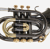 Roy Benson Taschencornet / Taschentrompete PT-101K (Pocket Trumpet) in Schwarz-Gold, Bb-Stimmung inkl. Softcase