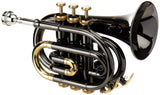 Roy Benson Taschencornet / Taschentrompete PT-101K (Pocket Trumpet) in Schwarz-Gold, Bb-Stimmung inkl. Softcase