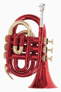 Roy Benson Taschencornet / Taschentrompete PT-101R (Pocket Trumpet) in Rot-Gold, Bb-Stimmung inkl. Softcase