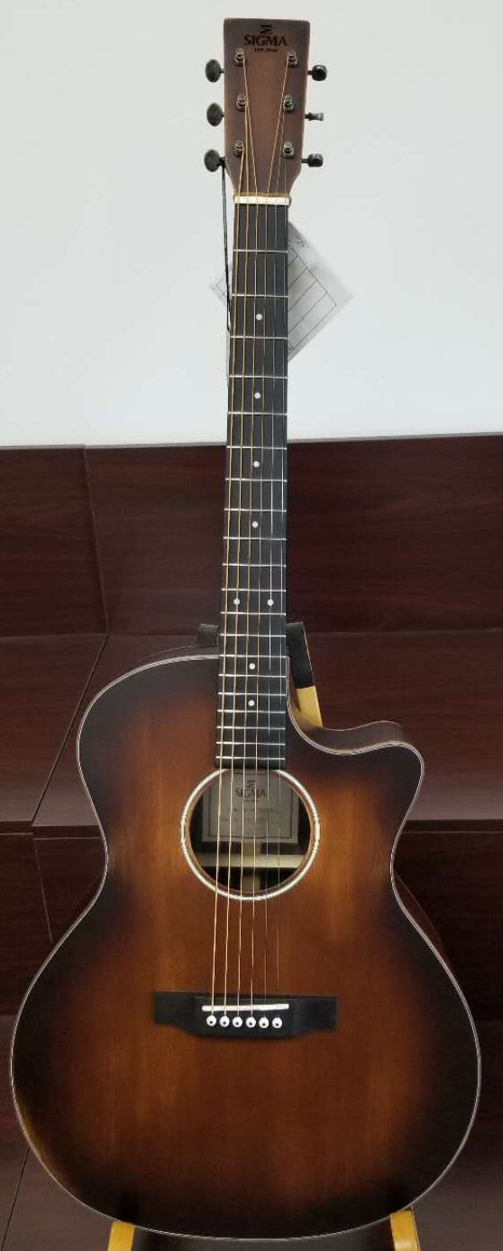 Sigma Acoustic Guitar GRC1E-DON-CH Grand OM Cutaway Limited Edition, Natural Antique, Tonabnehmersystem Sigma CE-304, inkl. Gigbag