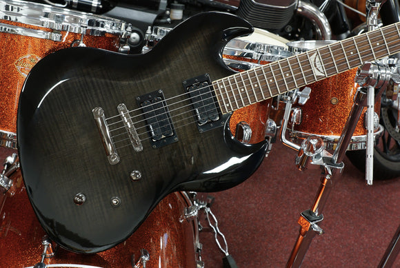 VIC E-Gitarre Cobra in Gibson SG Style, Black Transparent