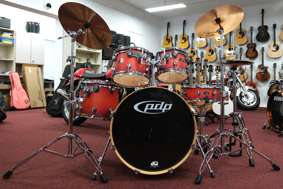 pdp by dw Drumset FS-Series, Orange to Red fade - seidenglanz, inkl. Centent Sparks B10 Cymbalsatz