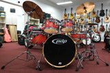 pdp by dw Drumset FS-Series, Orange to Red fade - seidenglanz, inkl. Centent Sparks B10 Cymbalsatz
