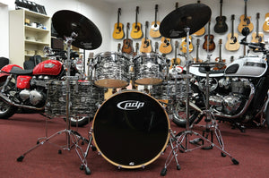 pdp by dw Drumset, Platinum Series, Black Oyster Sparkle, All Maple Shell, inkl. Hardware und Centent Dark Star Cymbals