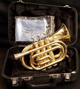 Jupiter Trompete im Kleinformat JPT-416 (Taschentrompete / Taschencornet), Bb-Stimmung, Goldmessing lackiert, inkl. Koffer
