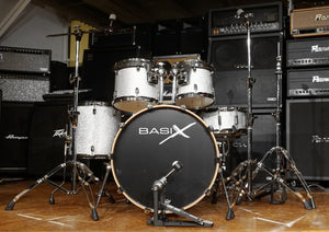 Basix Drumset Custom Silver Sparkle Darkchrom Hardware