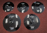 Centent Whisper Low Volume Cymbalsatz in Schwarz, kompletter Satz mit 14" HH, 16", 18", 20"